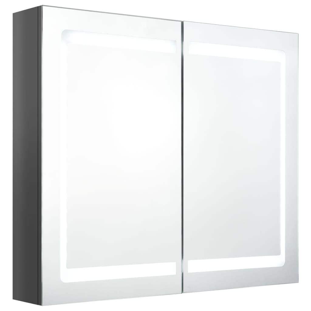 Armadietto Bagno con Specchio e LED Grigio Lucido 80x12x68 cm 326514 -  BricoBravo