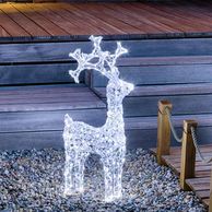 Renna Di Natale Luminosa con Diamanti cristalli 200 Led Bianco Ghiaccio H115 cm D1509