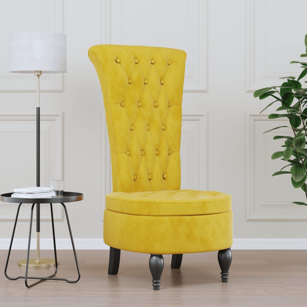 Sedia con Schienale Alto Design con Bottoni in Velluto Giallo 352469 -  BricoBravo