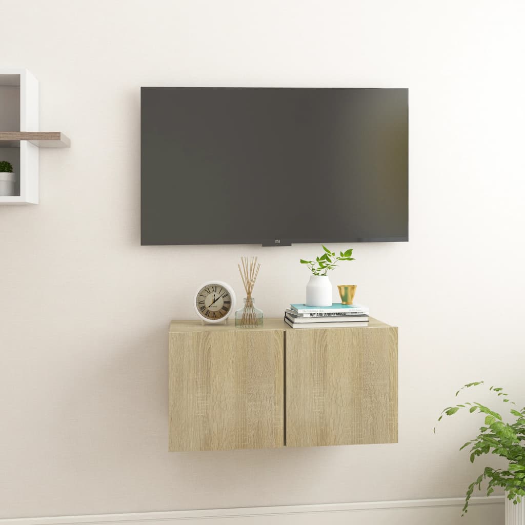 Mobile Porta TV Sospeso Rovere Sonoma 60x30x30 cm 804517 - BricoBravo