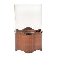 Biocamino Da Tavolo In Acciaio Color Rame Con Vetro Di Protezione E Coperchio-16X16X26Cm-500W-Palinuro-Tecnoairsystem