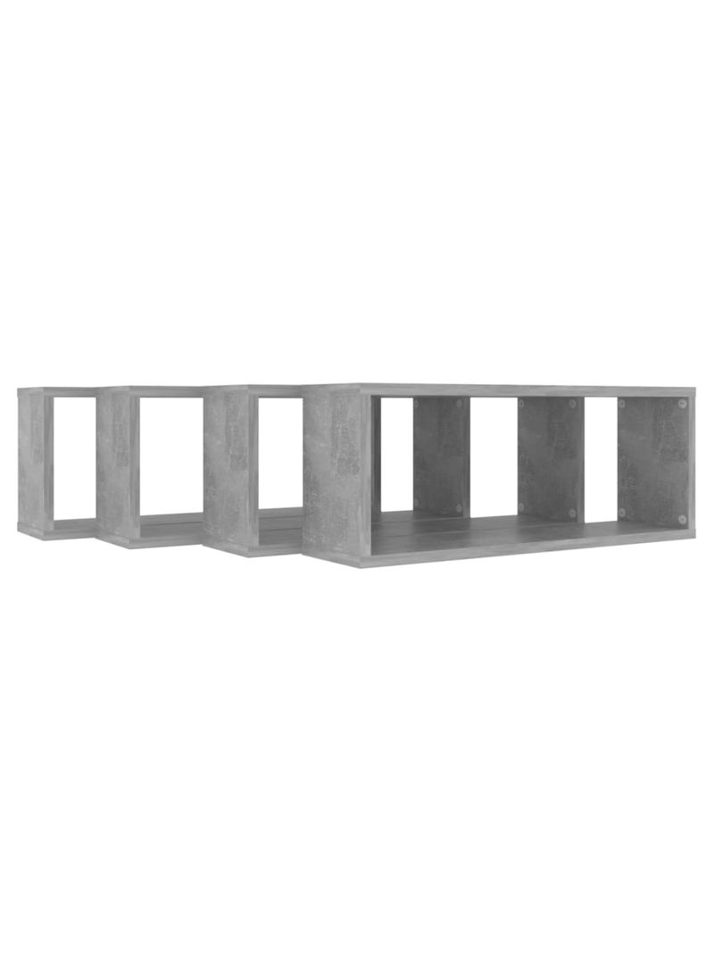 Mensole a cubo da parete 4 pz. Grigio cemento 60x15x23 cm Truciolato