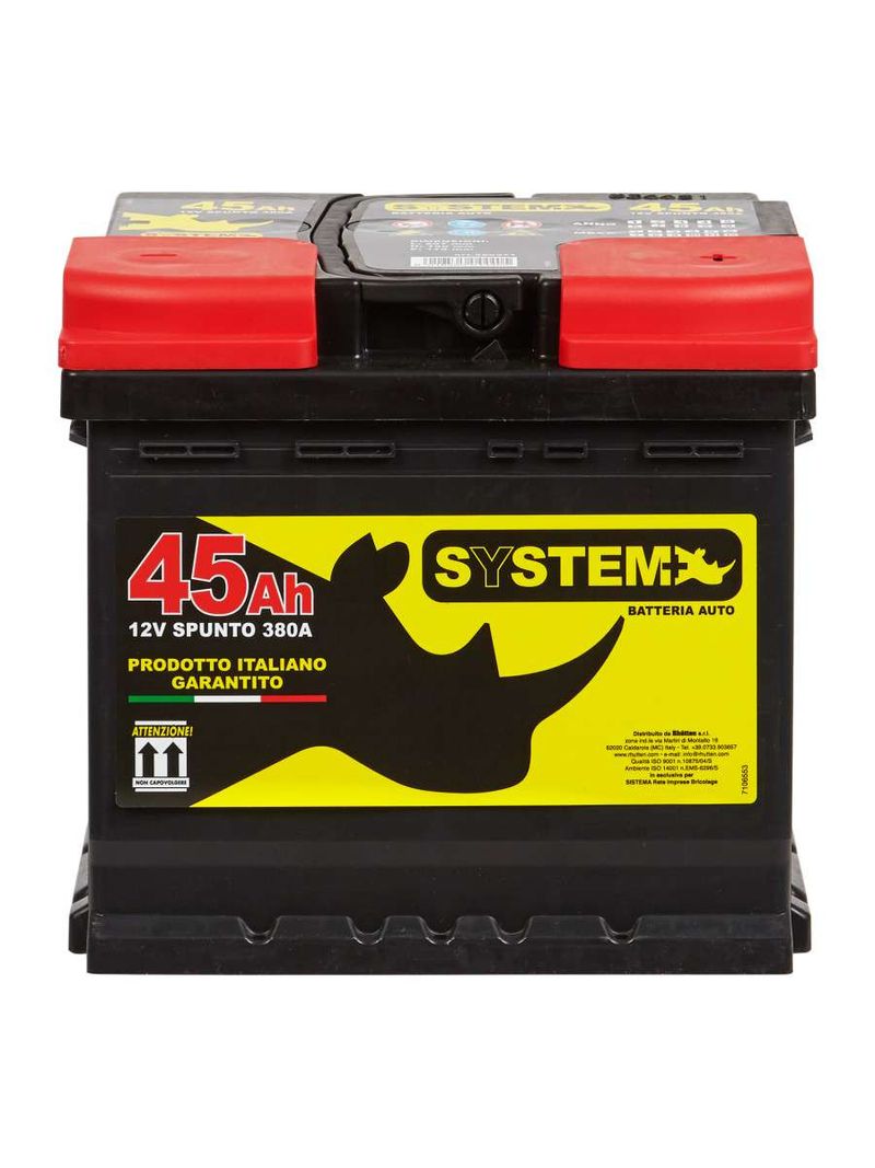 Batteria Auto 45Ah 12V Spunto 380A (En) Fissaggio Alla Base B13-System Plus