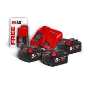 M18 Nrg-503-Power Pack Kit 3 Batterie Da 5,0Ah M18 Con Caricabatterie Veloce + Batteria 2,0Ah In Omaggio-
