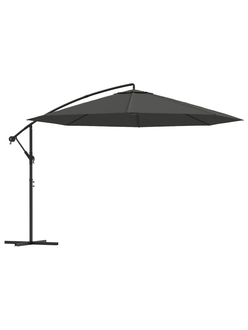 Outsunny ombrellone a sbalzo in alluminio 260 cm ombrellone, impermeabile a manovella con supporto, manovella, protezione dal vento, ombrellone da mercato inclinabile ombrellone da giardino