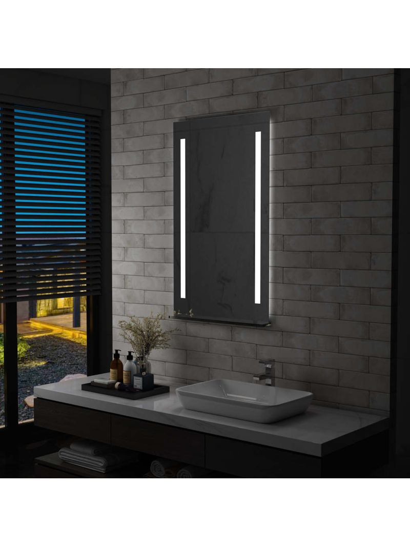 Specchio da Parete a LED per Bagno con Ripiano 60x100 cm 144716 - BricoBravo