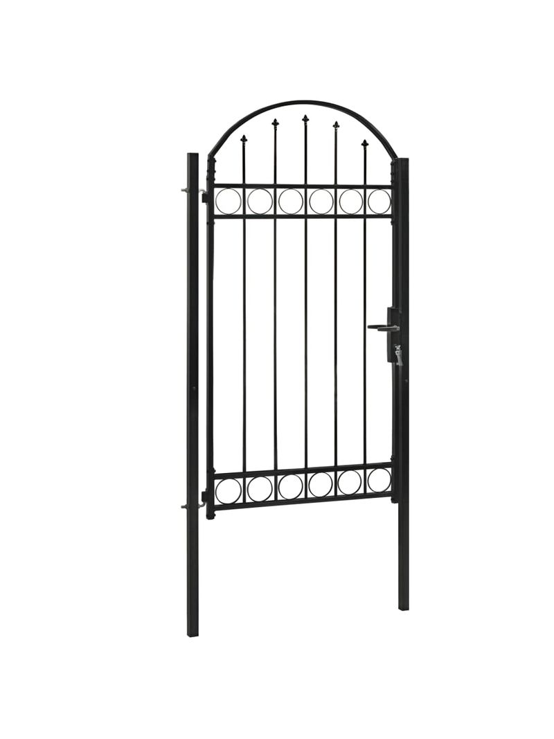 Cancello per Recinzione ad Arco in Acciaio 100x250 cm Nero 146339 -  BricoBravo