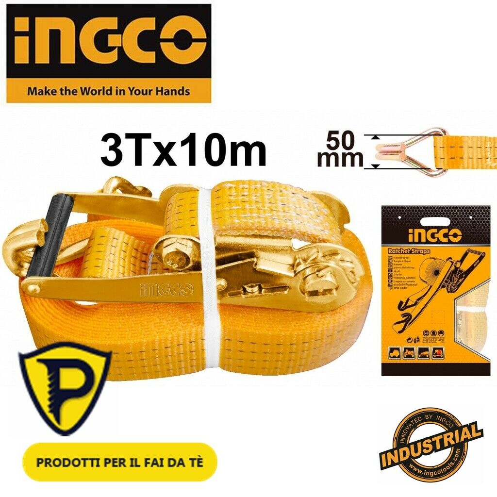 Set 4 Cinghie Con Cricchetto - Portata 800 Kg, Lunghezza 4-6 M, Larghezza 25 Mm - Foto 2