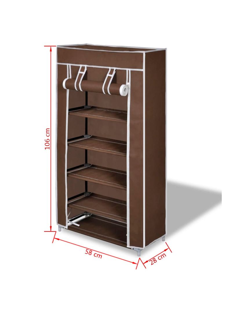 Scarpiera in tessuto con rivestimento 58 x 28 x 106 cm Marrone