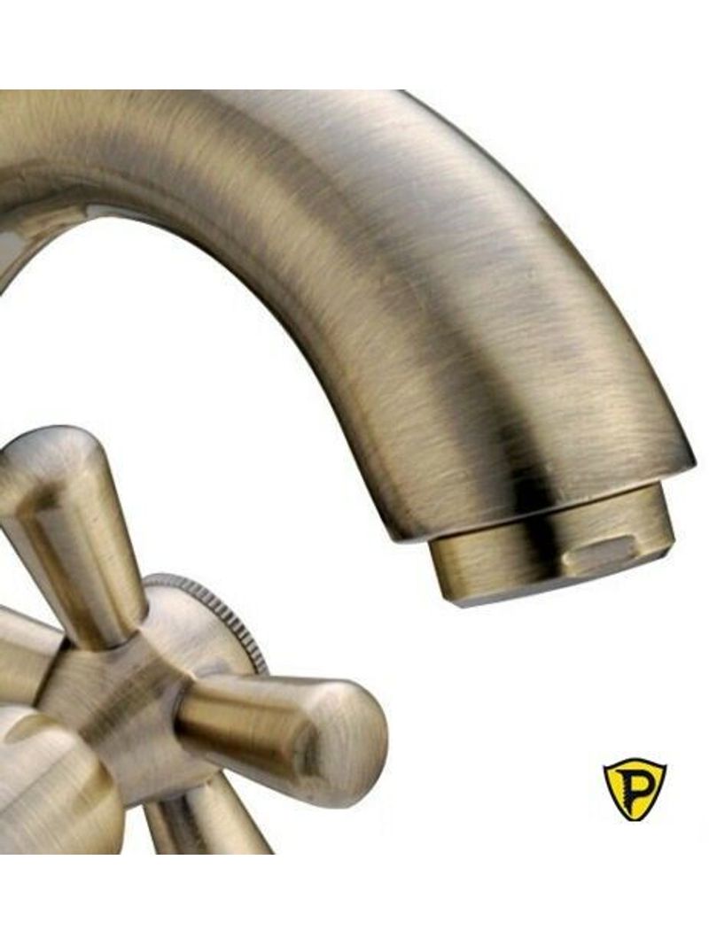 Rubinetto Per Bagno A Due Manopole - Miscelatore Con Piletta, Ottone Anticato, Per Lavabo