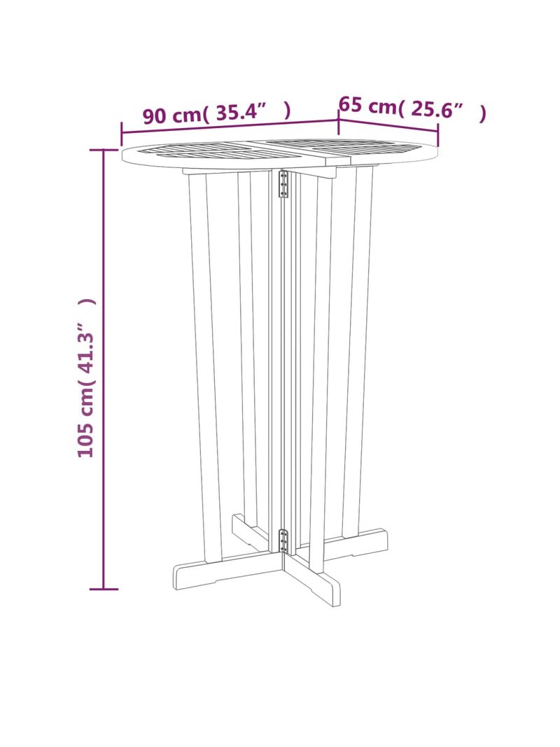 Tavolo da Bar Pieghevole 90x65x105 cm in Legno Massello di Teak 319149 -  BricoBravo