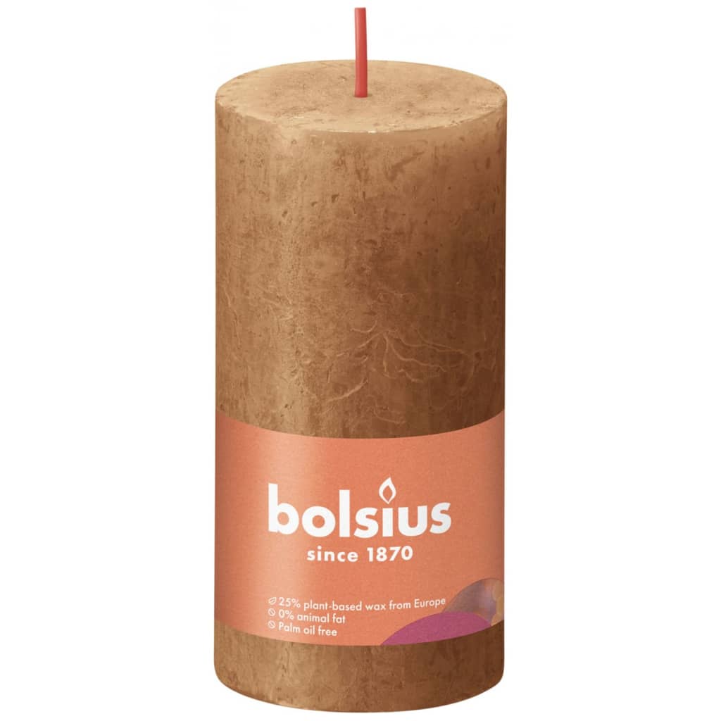 Bolsius Candele Rustiche a Colonna Shine 8 pz 100x50 mm Marrone