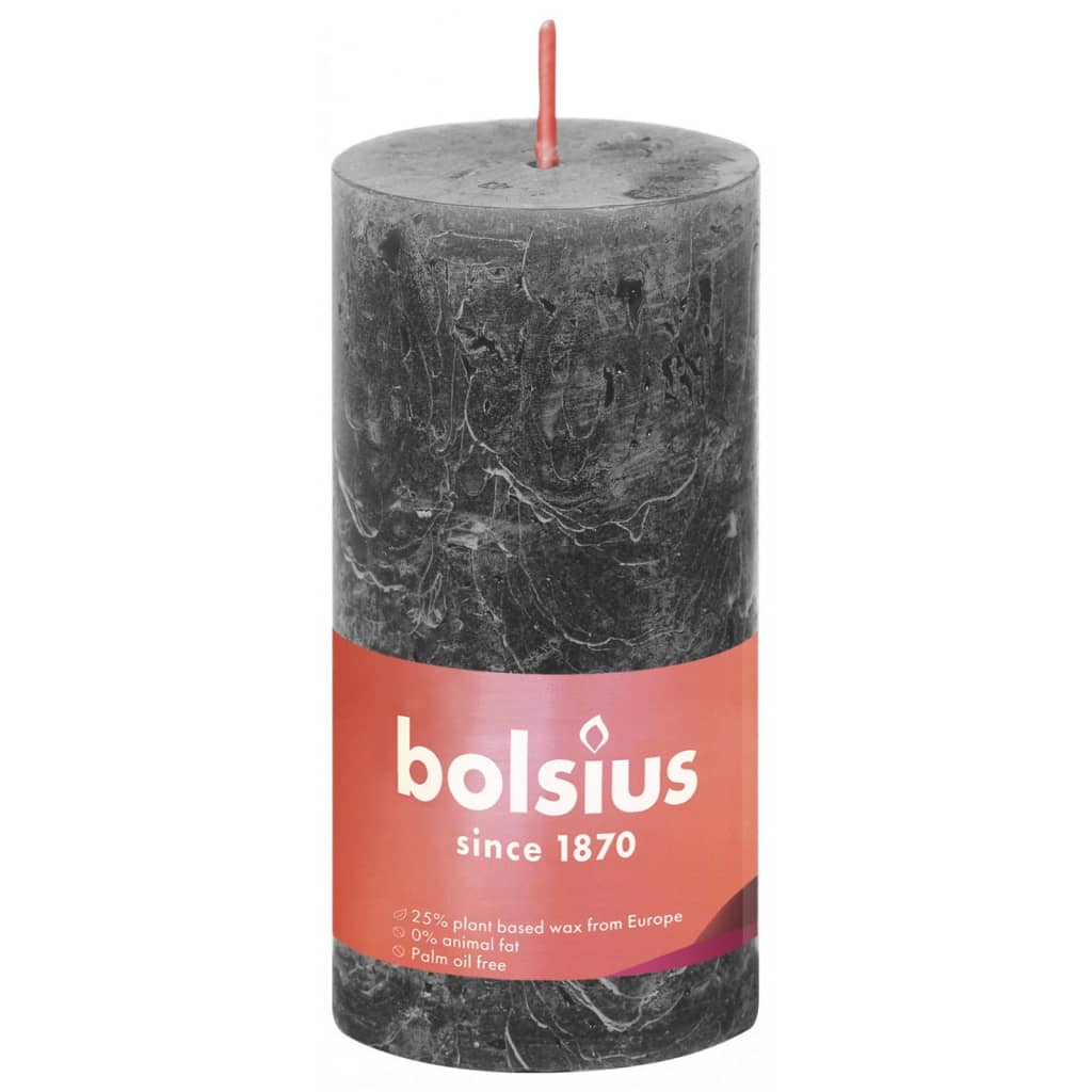 Bolsius Candele Rustiche a Colonna Shine 8 pz 100x50mm Grigio