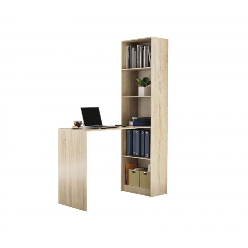 Onlywood Scrivania Angolare con Libreria e Cassetti PLUS - Rovere Chiaro -  Onlywood