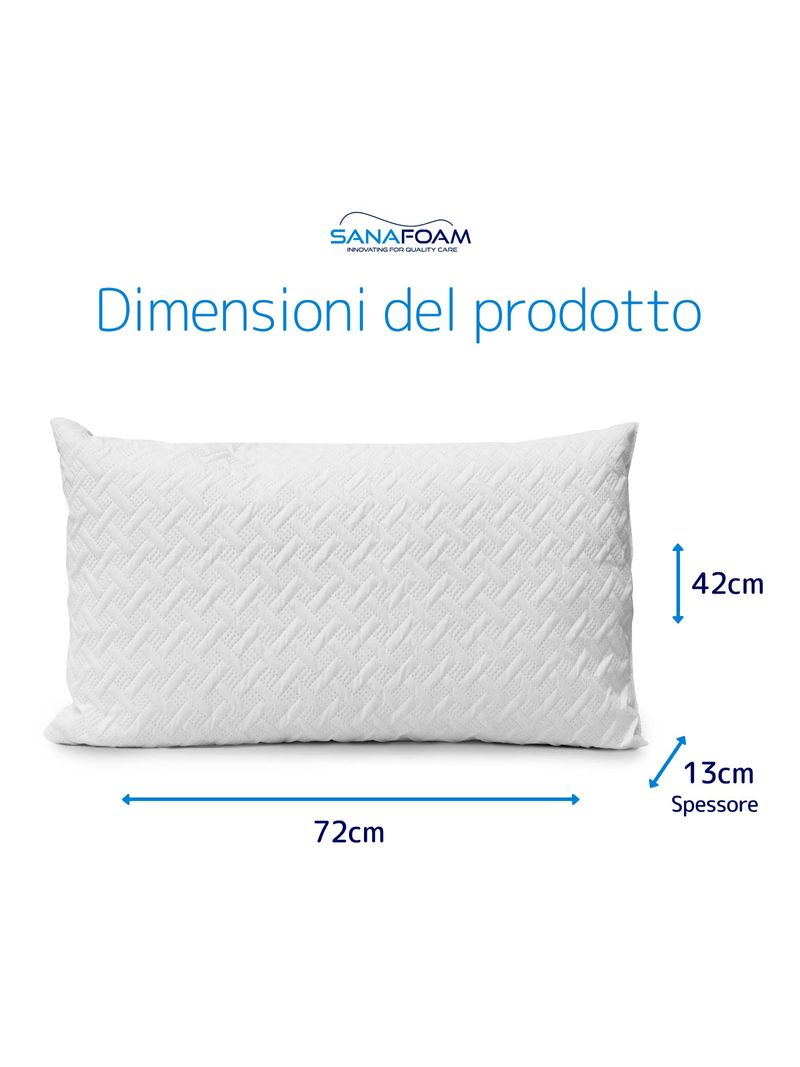 Coppia Cuscini Memory Foam Con Aloe Vera - Altezza 15cm, Anallergici E Antiacaro, Made In Italy - Foto 5