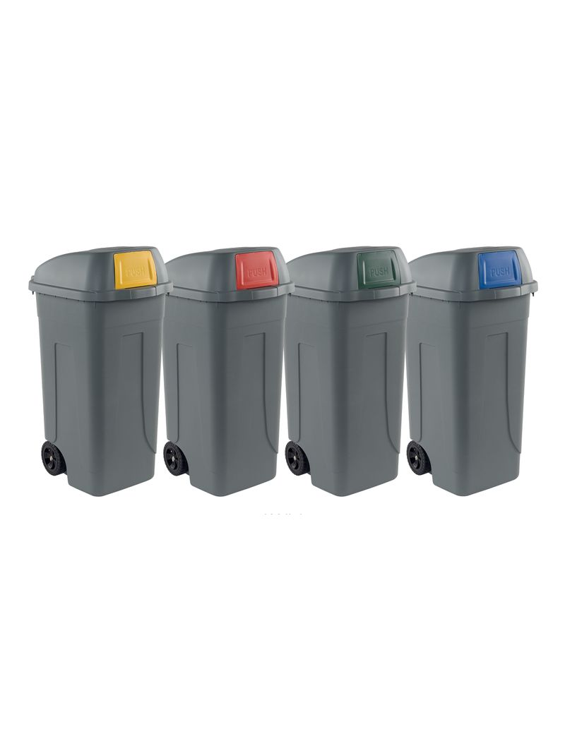 Bidone Per Raccolta Differenziata Mobil Plastic 100 Litri - Con Ruote, Coperchio A Sportello, Colore Verde - Foto 9