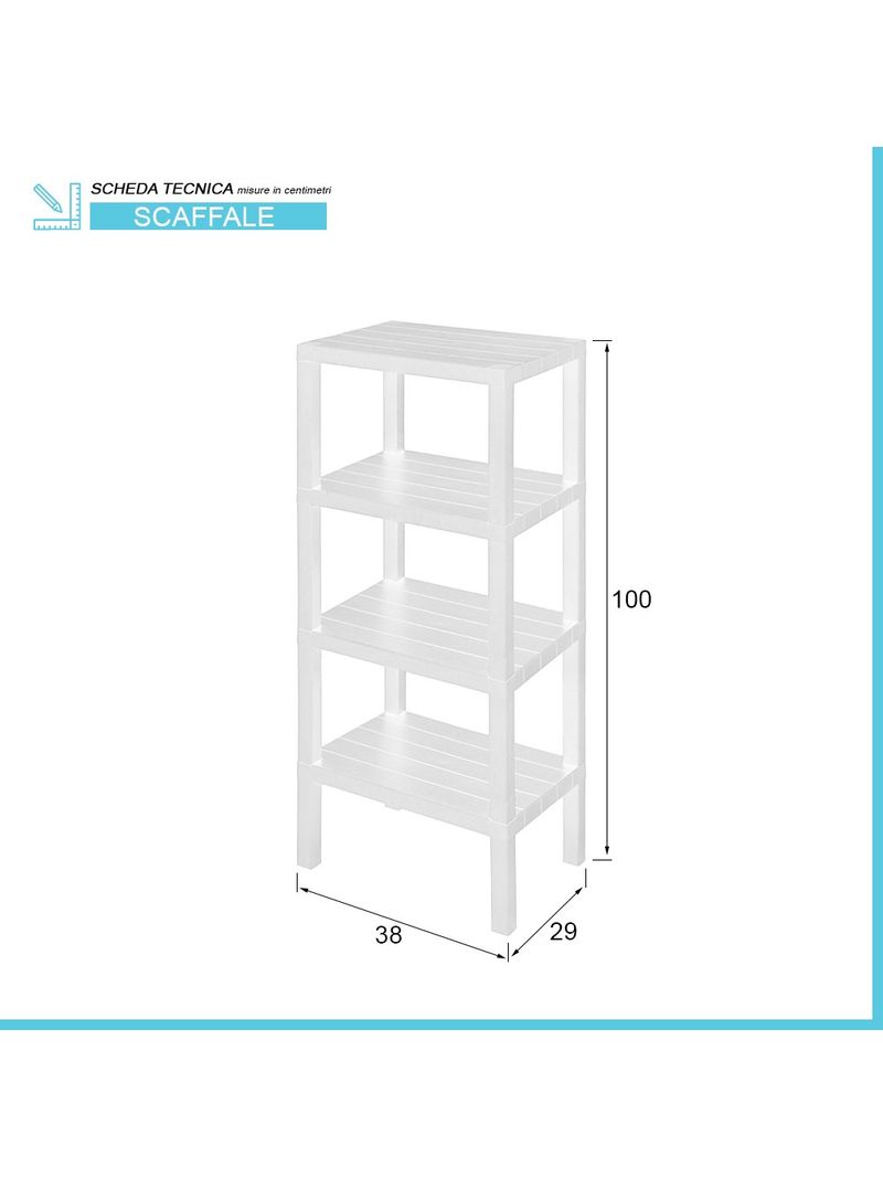 Scaffale bagno 4 ripiani bianco effetto legno in kit montaggio Buzz -  BricoBravo