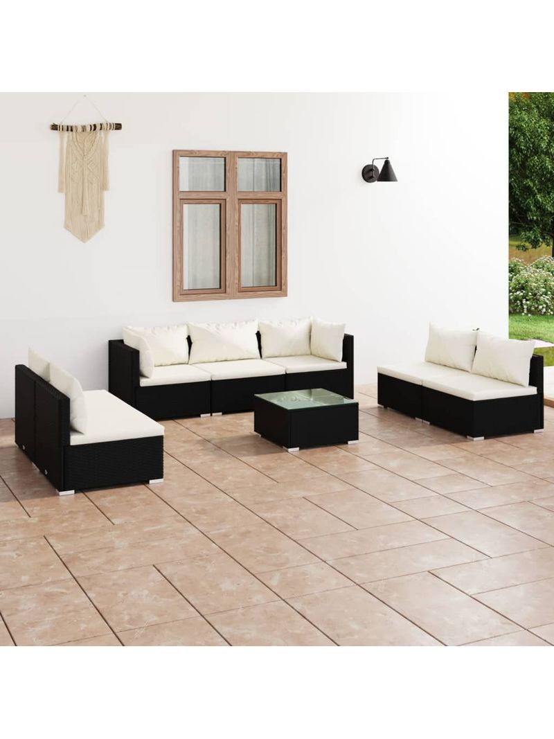 12 pz Set Divani da Giardino，Salotti da Giardino，Set Salotto da Esterno con  Cuscini Crema