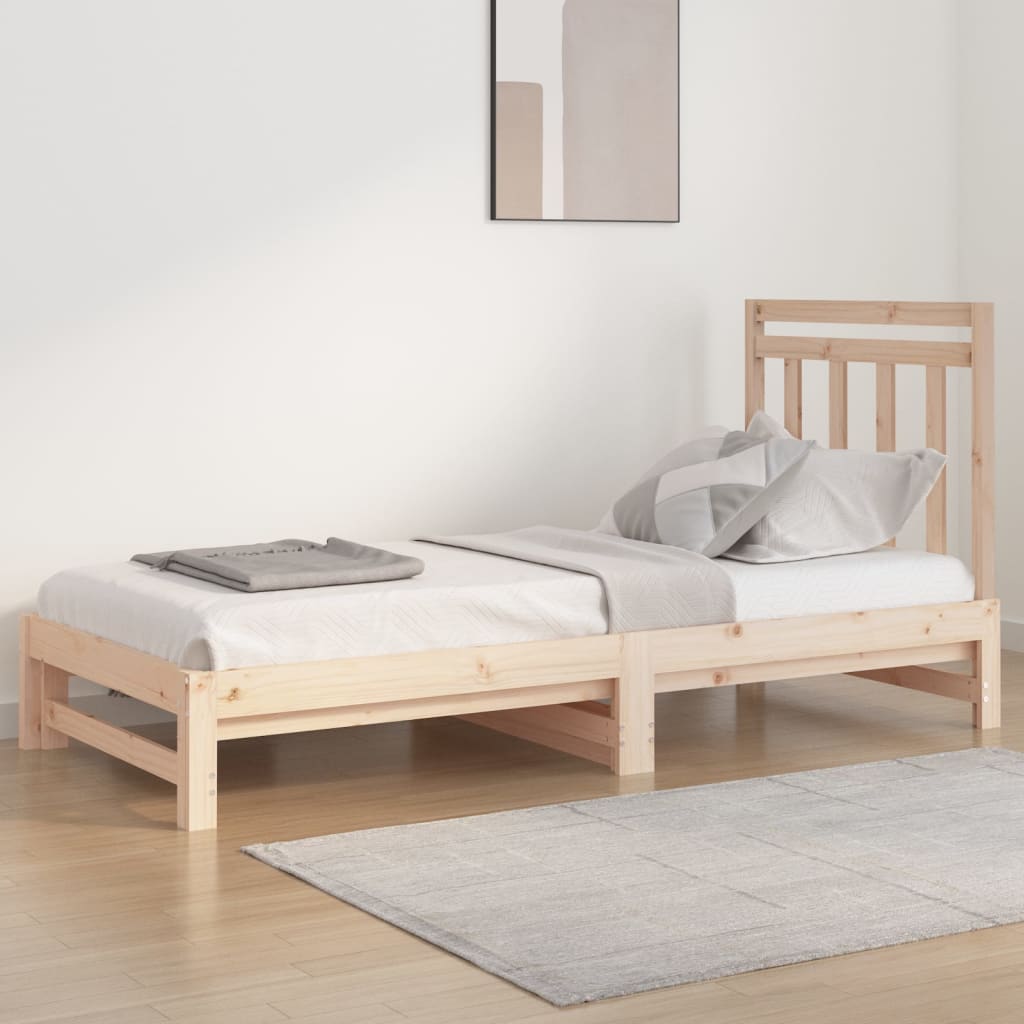 vidaXL Divano Letto Estraibile in Legno Massello di Pino 2x(90x200) cm