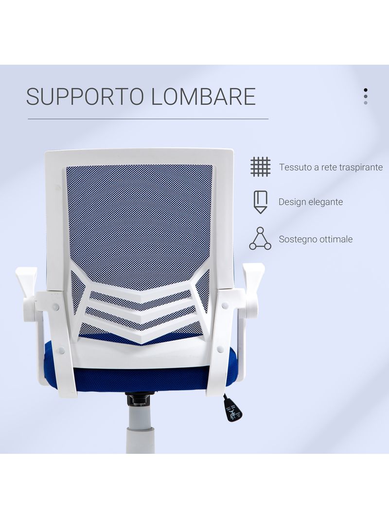 EASYCOMFORT Sedia da Ufficio Ergonomica con Braccioli e Supporto Lombare Altezza  Regolabile in Tessuto - Blu - BricoBravo