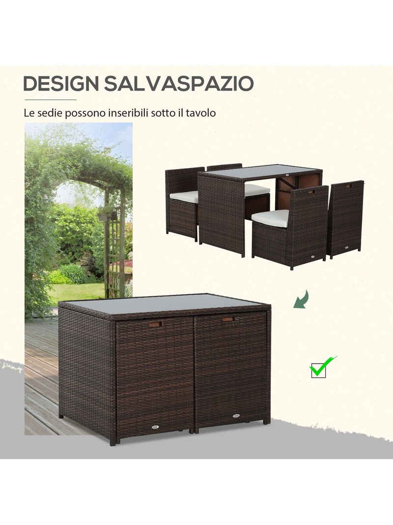 EASYCOMFORT Set da Pranzo con Tavolo Rettangolare e 4 Sedie in