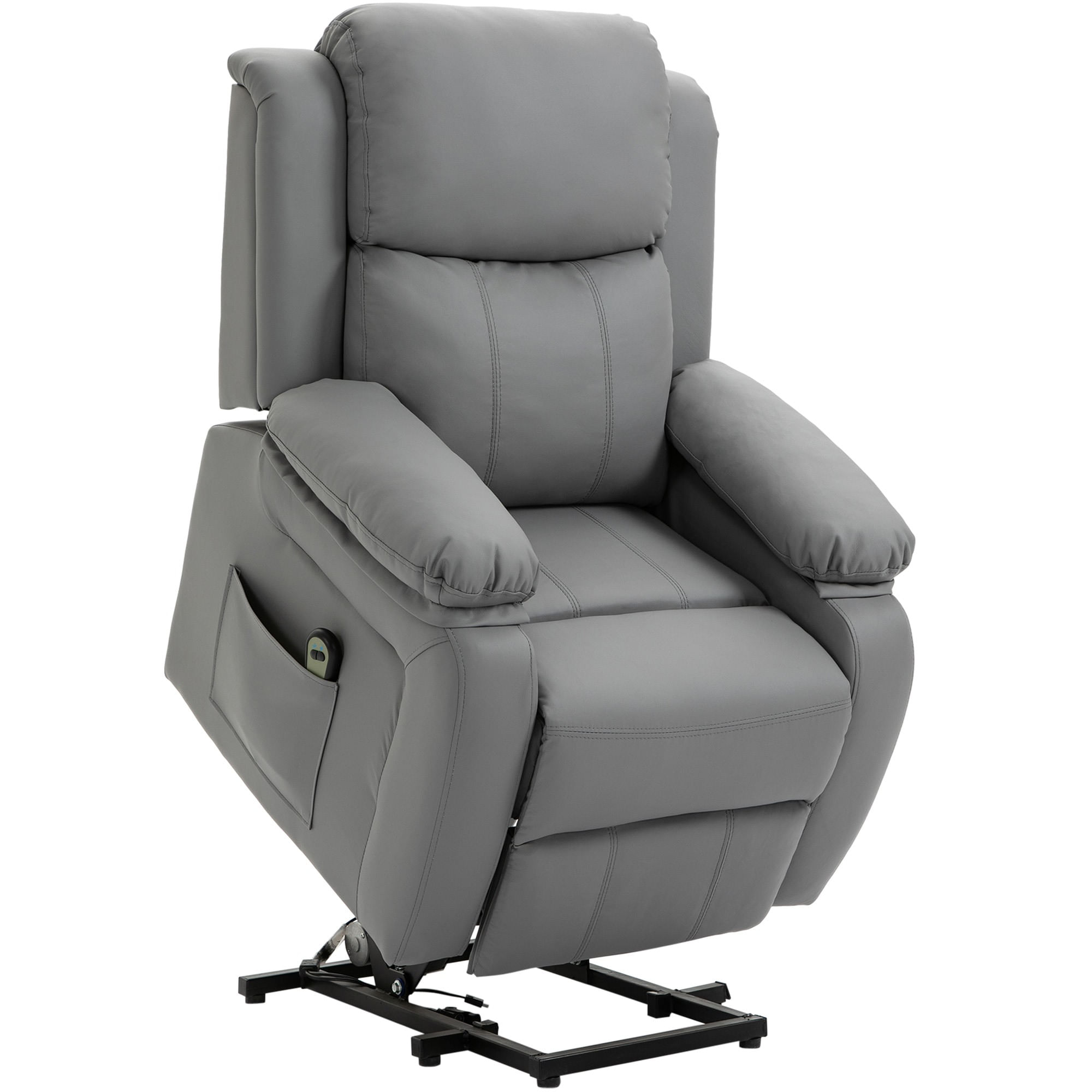 EASYCOMFORT Poltrona Relax Elettrica e Alzapersona Reclinabile fino 160°  con Telecomando, in Similpelle - Nero