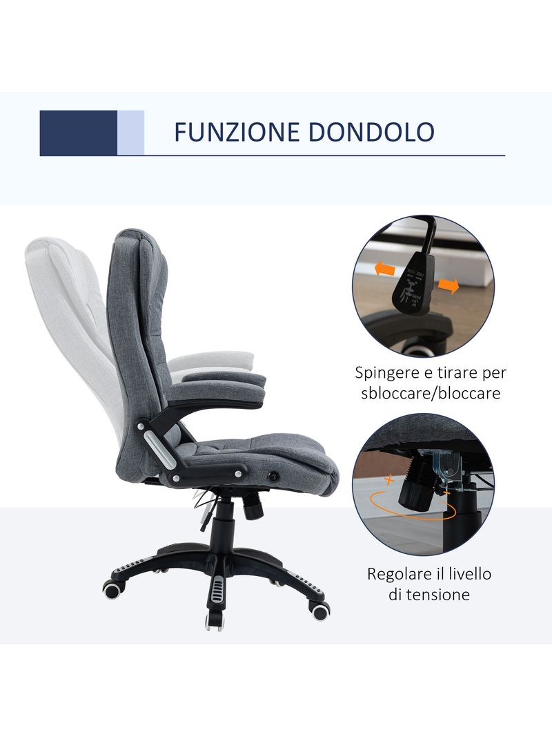 EASYCOMFORT Sedia da Ufficio Ergonomica Altezza Regolabile e Schienale  Reclinabile - Nero