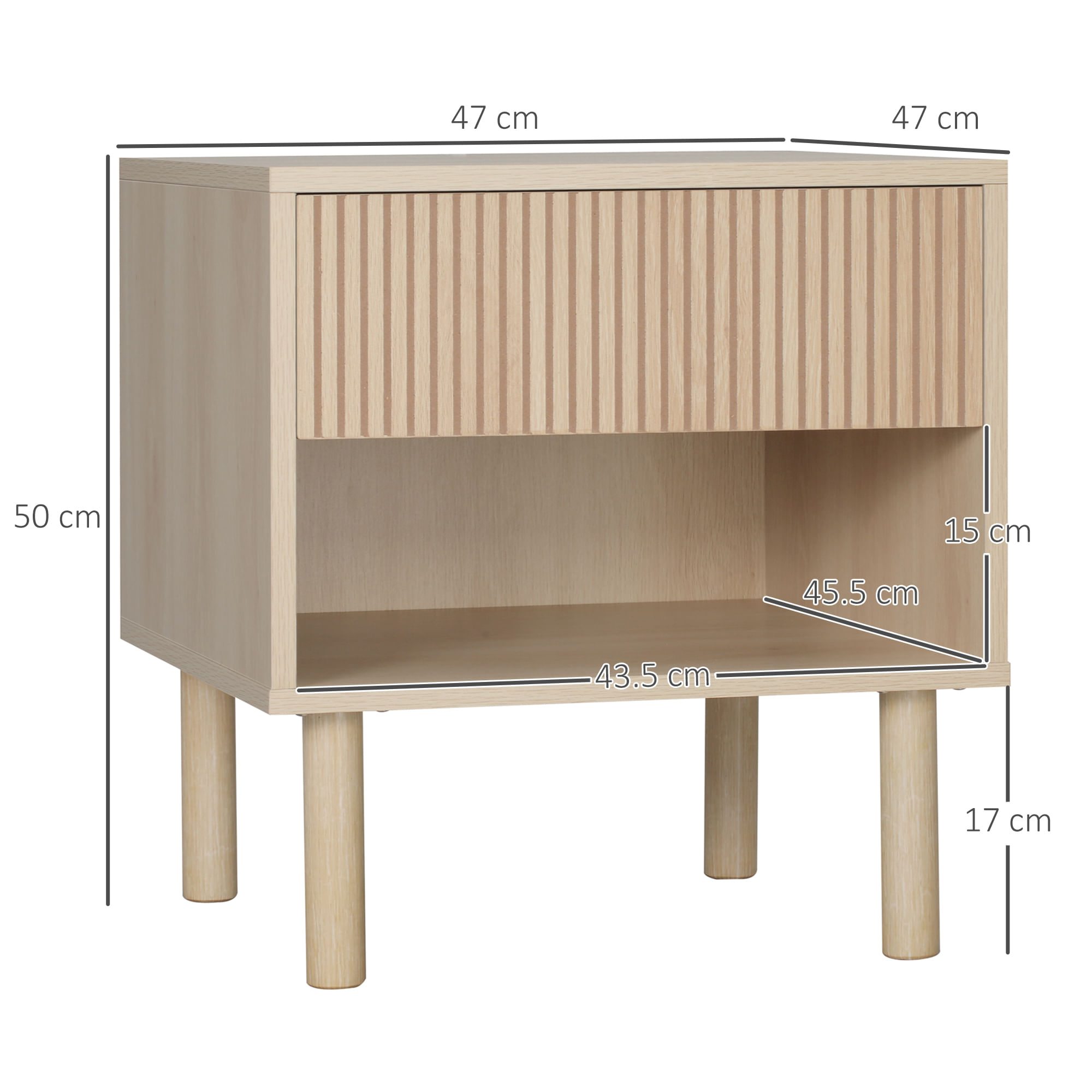 EASYCOMFORT Comodini Moderni con Cassetto e Ripiano Aperto, Set 2 Pezzi  47x47x50 cm in Truciolato, color Legno - BricoBravo