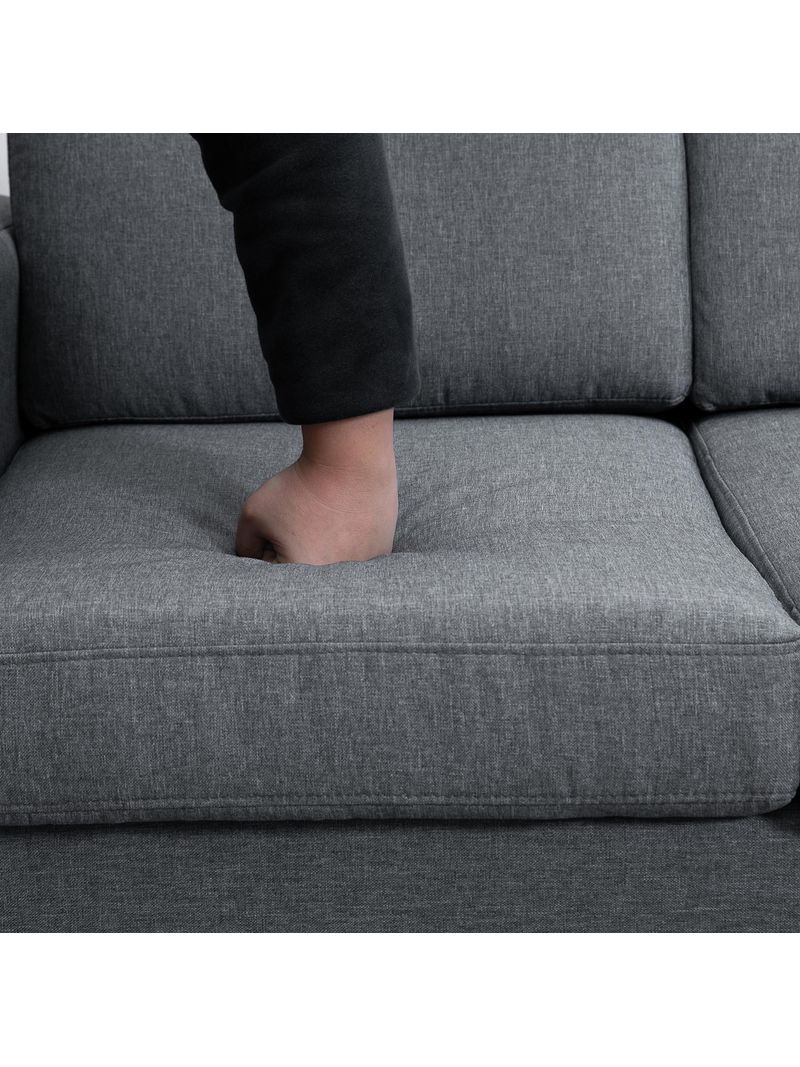 EASYCOMFORT Divano a 3 Posti con Cuscini in Tessuto di Lino Grigio