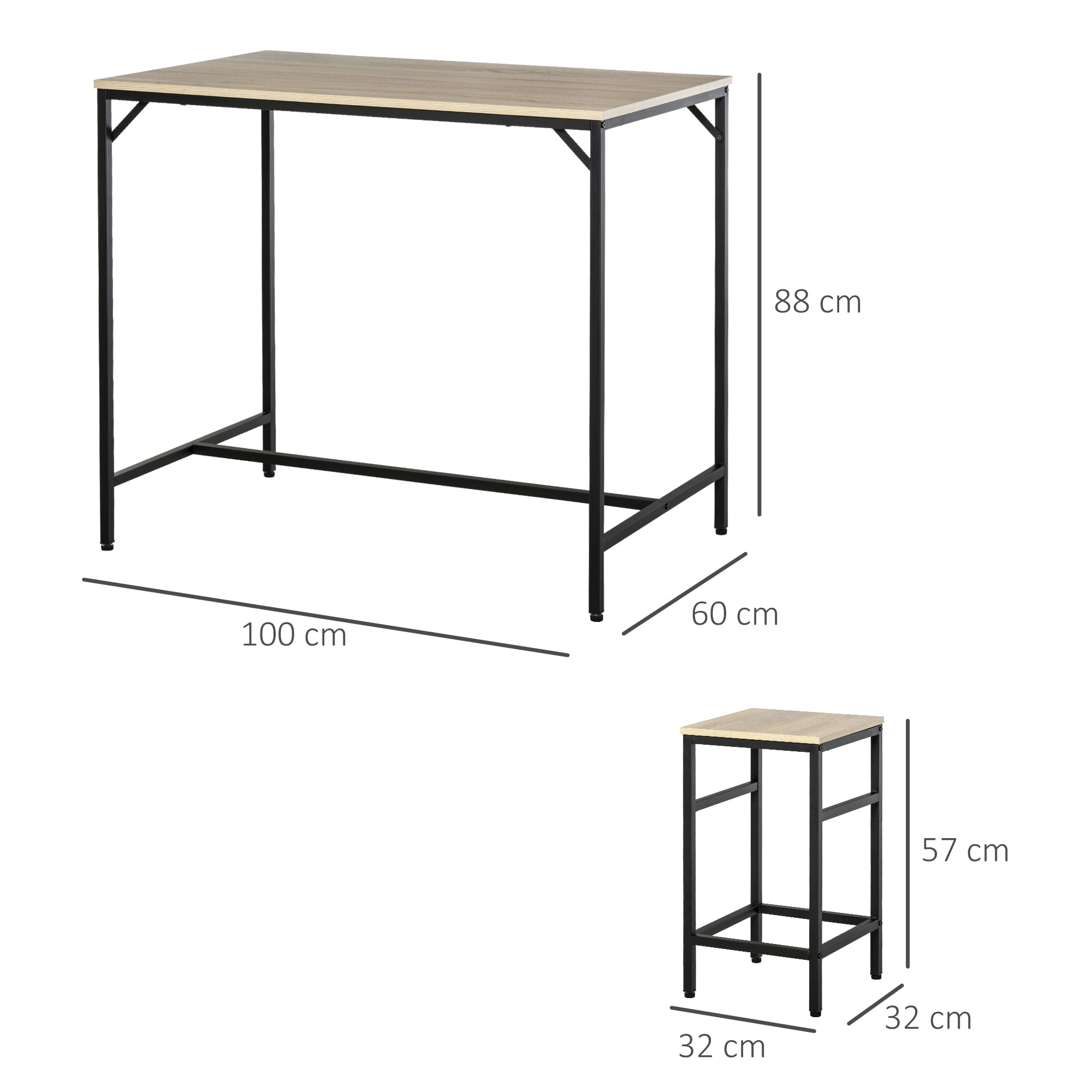 EASYCOMFORT Set da Bar 5 pezzi con Tavolo alto e 4 Sgabelli Stile