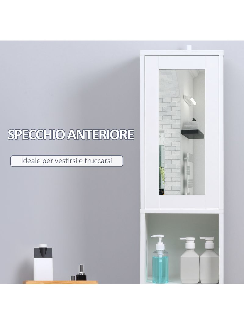 EASYCOMFORT Colonna Bagno Salvaspazio in Legno con Specchio e