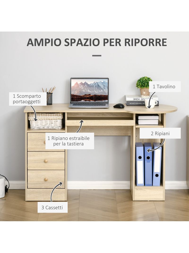 EASYCOMFORT Mobile da Ufficio 2 Cassetti Porta Documenti e Ripiani