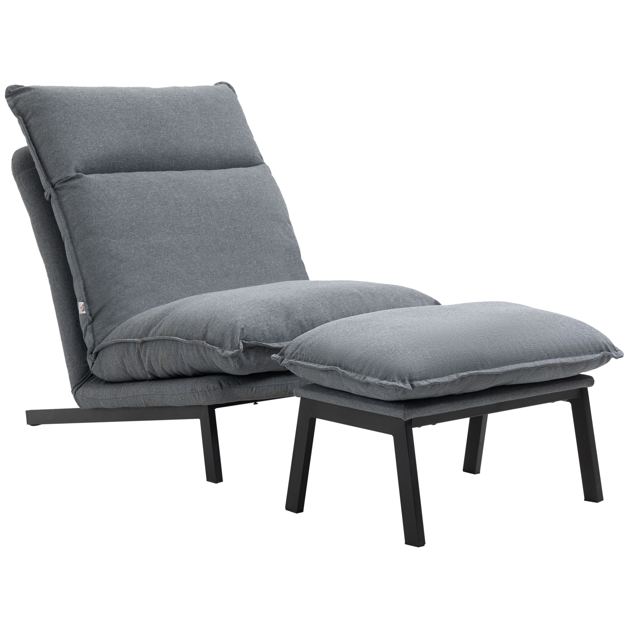 EASYCOMFORT Poltrona Relax Manuale in Lino Grigio, Schienale