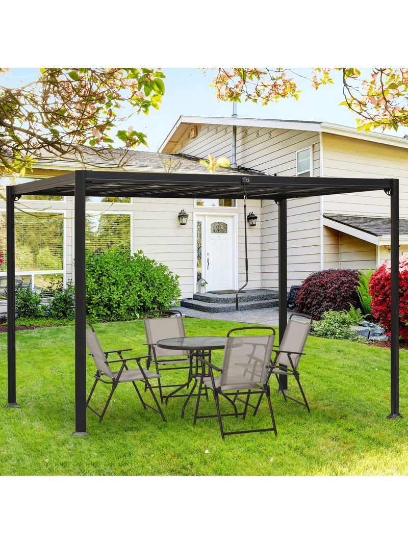 EASYCOMFORT Pergola in Alluminio e Policarbonato 3x3m con Tetto Apribile a  Manovella Grigio - BricoBravo