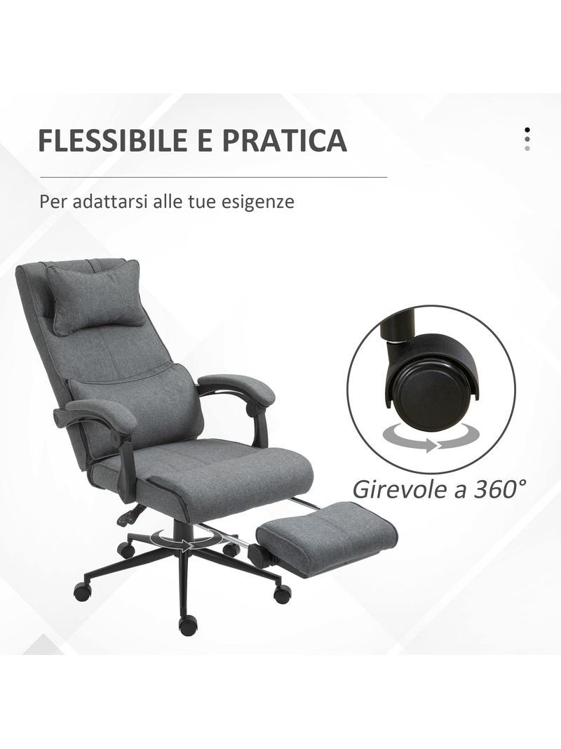 EASYCOMFORT Sedia Ergonomica con Poggiapiedi Retrattile da Ufficio