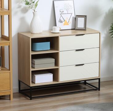 EASYCOMFORT Credenza Moderna in MDF e Truciolato con Ripiano Regolabile, 3  Cassetti e 3 Ante, 101x39x82 cm, Bianco