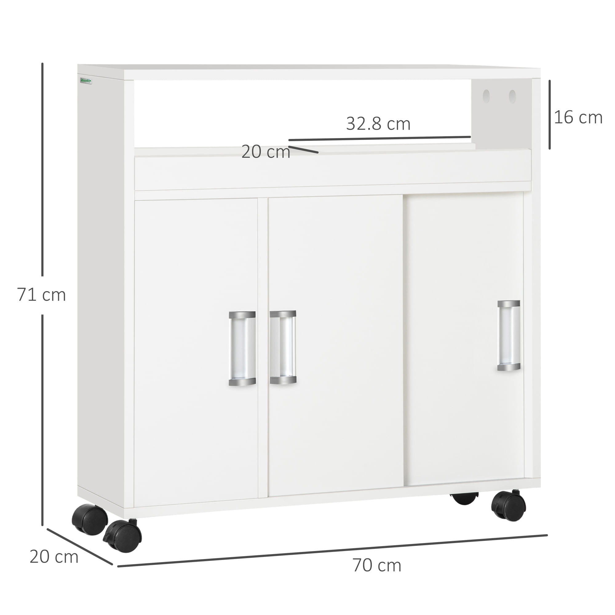 EASYCOMFORT Mobiletto Basso in Truciolato e Acciaio da Cucina e