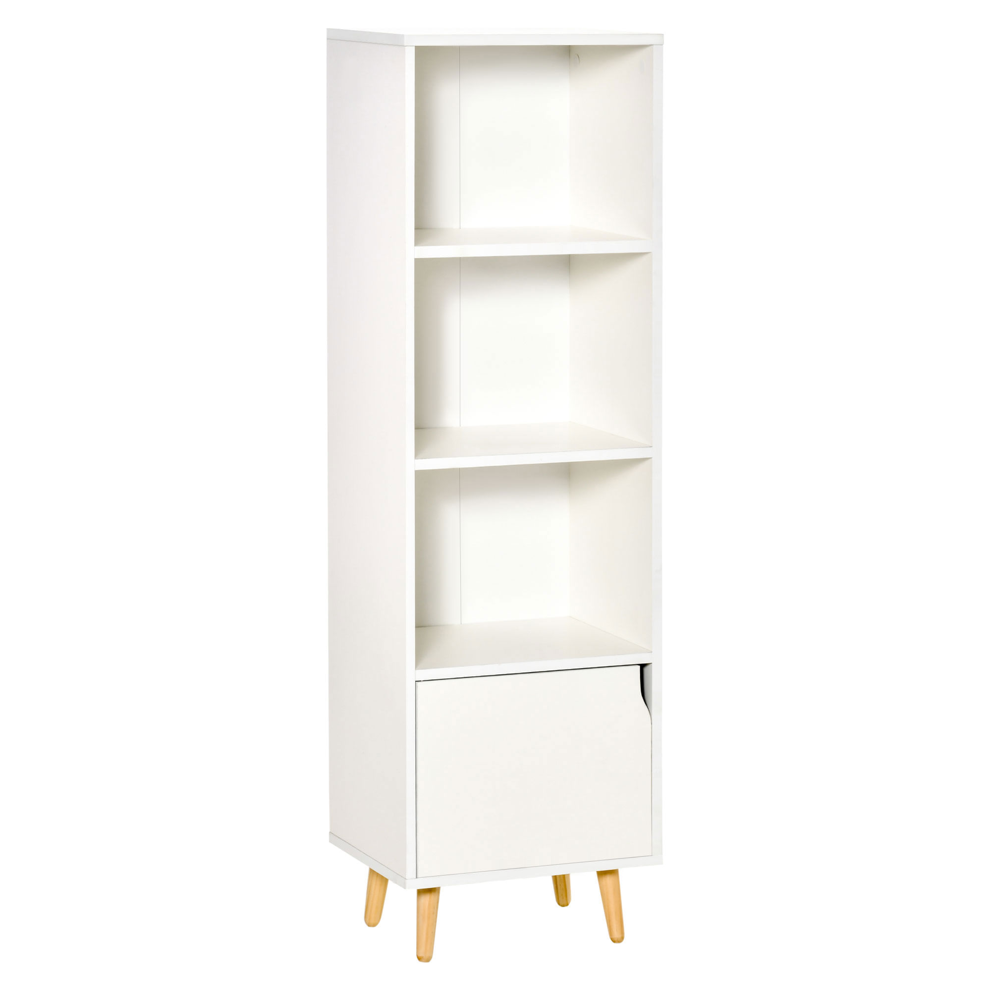 EASYCOMFORT Mobiletto Scaffale Libreria 3 Ripiani con Struttura in Acciaio  Bianco e Ripiani in Legno 44x35x72.5cm