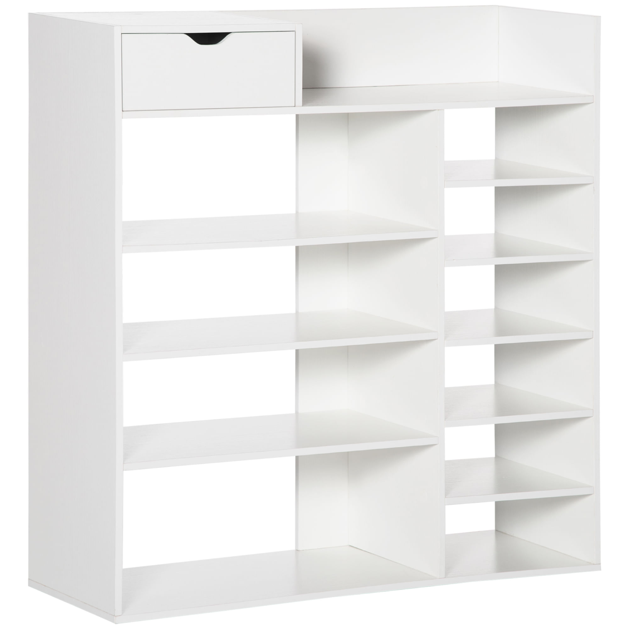 EASYCOMFORT Mobile Scarpiera Salvaspazio con Ripiani e Cassetto per 12  Scarpe, 88x30x93cm, Bianco - BricoBravo