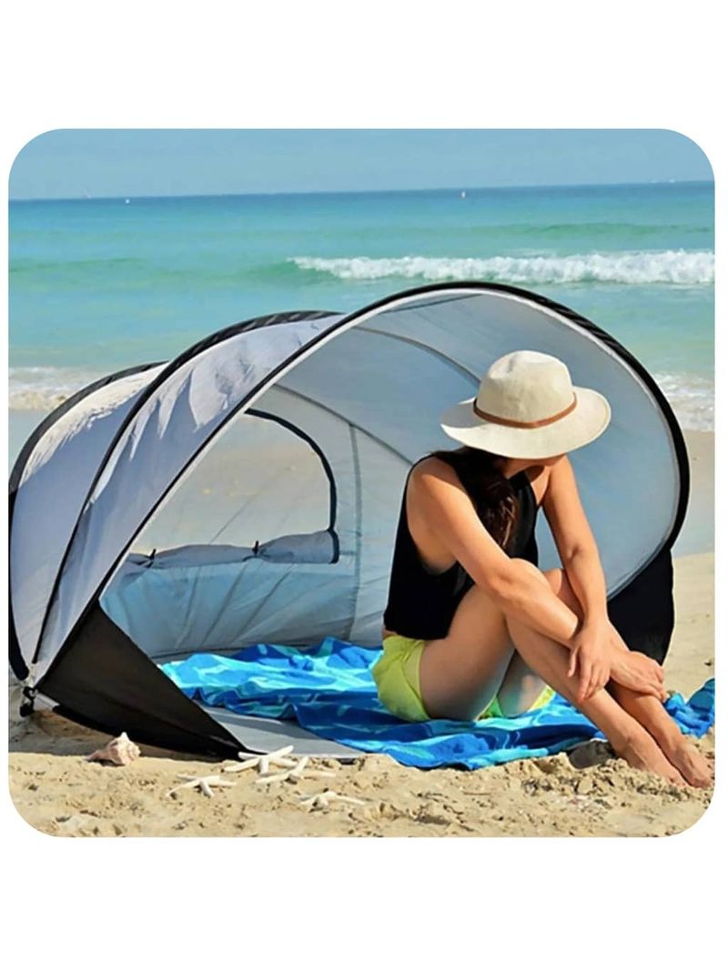 DERYAN Tenda da Spiaggia di Lusso Pop-up XXL 155x133x95 cm Argento 442154 -  BricoBravo