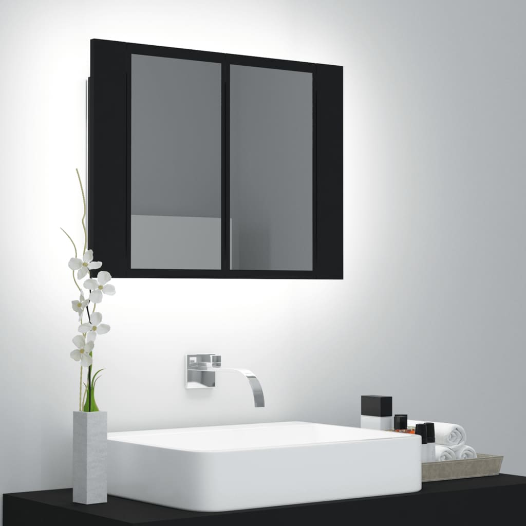 Armadio da Bagno Nero 60x33x80 cm in Truciolato