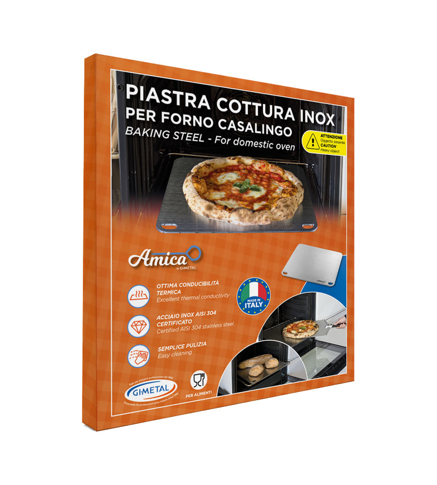 Piastra in acciaio per cottura Pizza in forno cm 40x35 - Gimetal