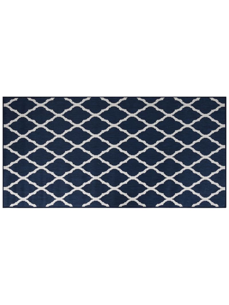 Tappeto da Esterno Navy e Bianco 100x200 cm Design Reversibile vidaXL