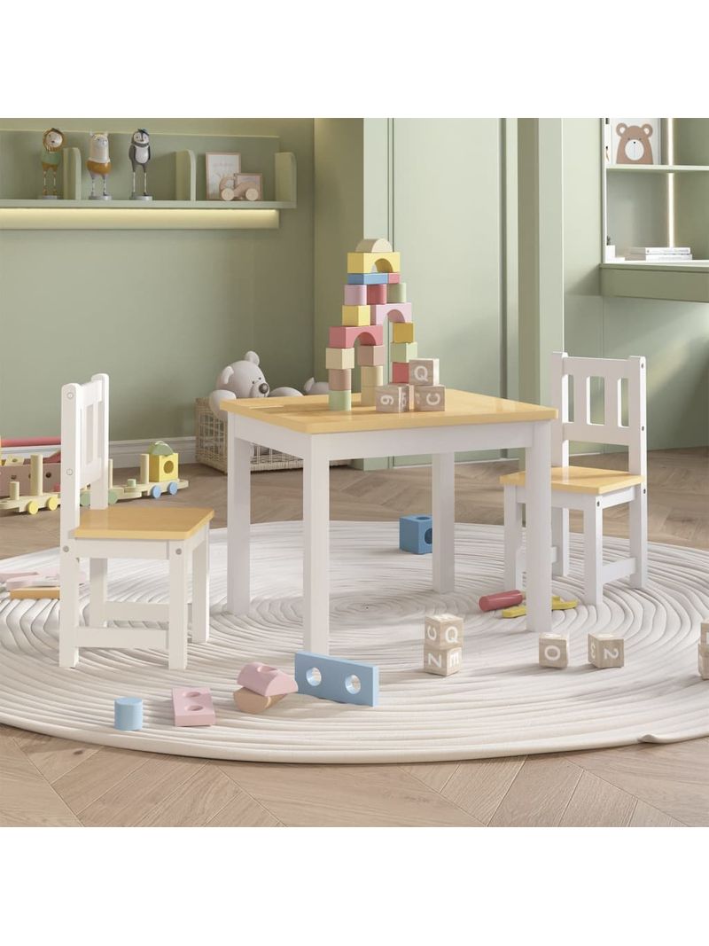 Set Tavolo e Sedie per Bambini 3 Pezzi Bianco e Beige in MDF 10410 -  BricoBravo