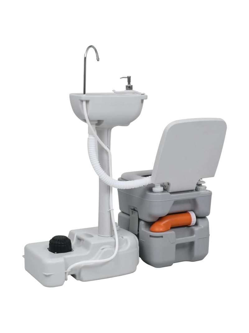 vidaXL Toilette da Campeggio Portatile Grigia e Bianca 10+10 L in HDPE