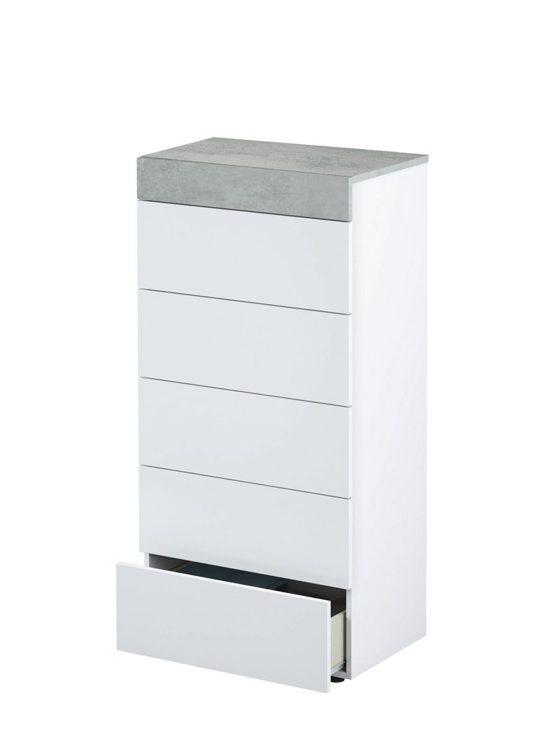 Cassettiera 4 Cassetti WLIVE - Legno E Metallo, Bianco, Per Camera Da Letto O Soggiorno, Facile Montaggio - Foto 12