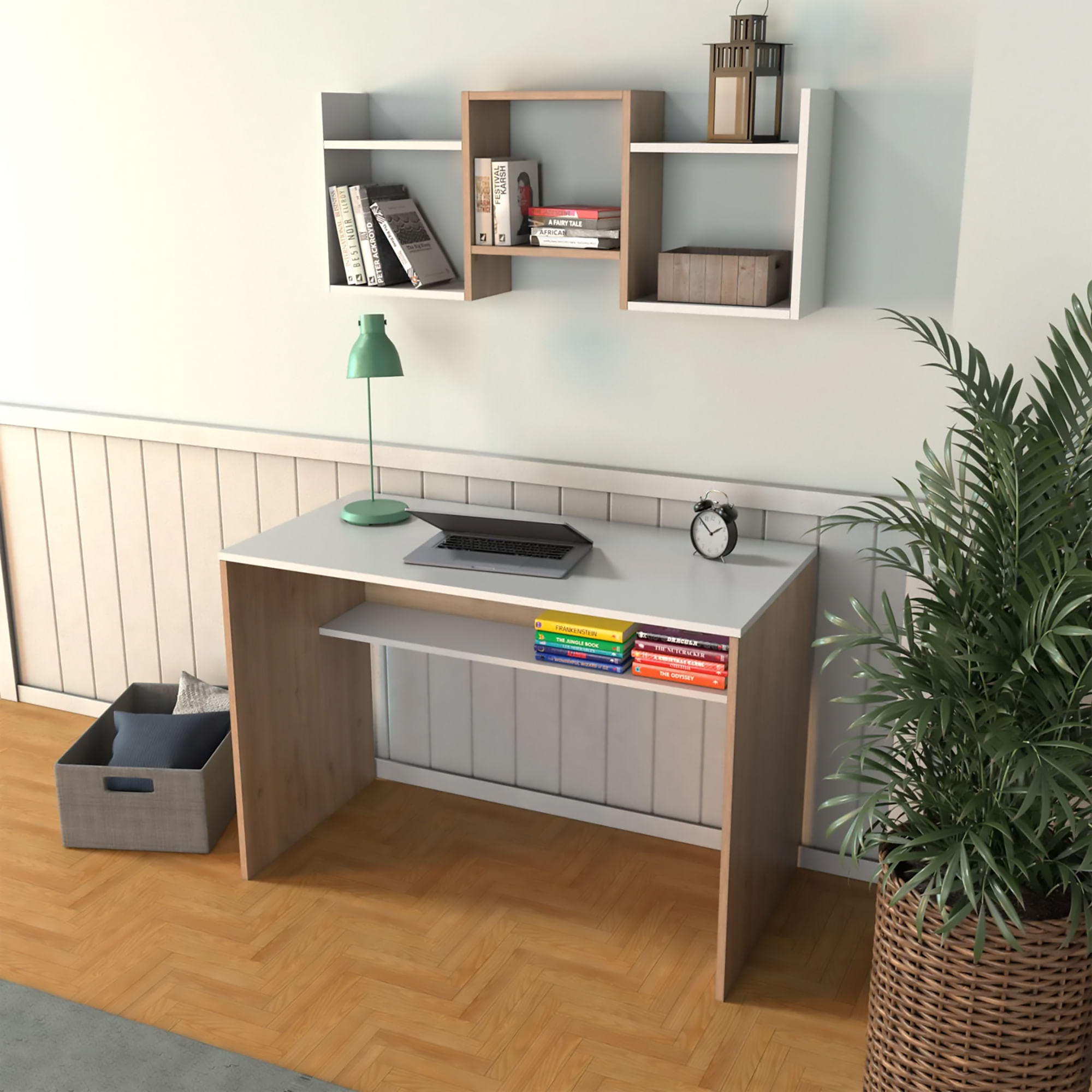 Scrivania Computer Con Supporto - 80x40x75 Cm, Legno E Acciaio, Regolabile, Per Ufficio O Casa