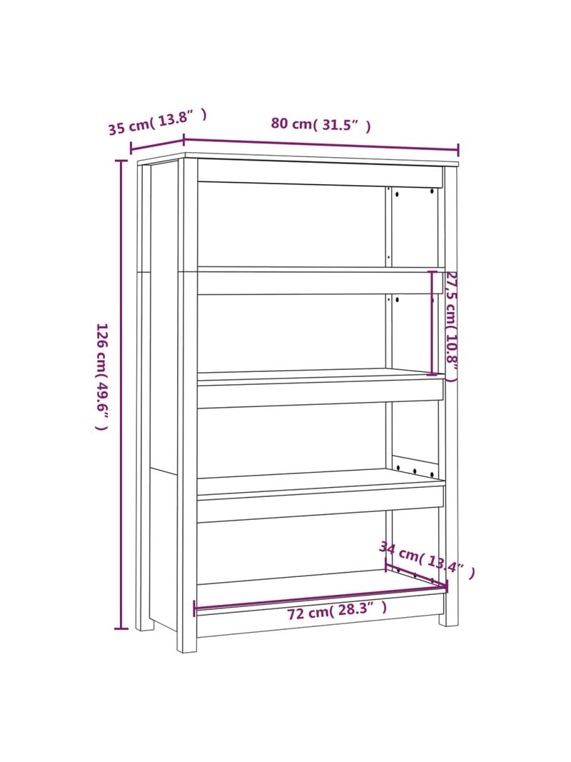 Libreria 80x35x126 cm in Legno Massello di Pino 821684 - BricoBravo