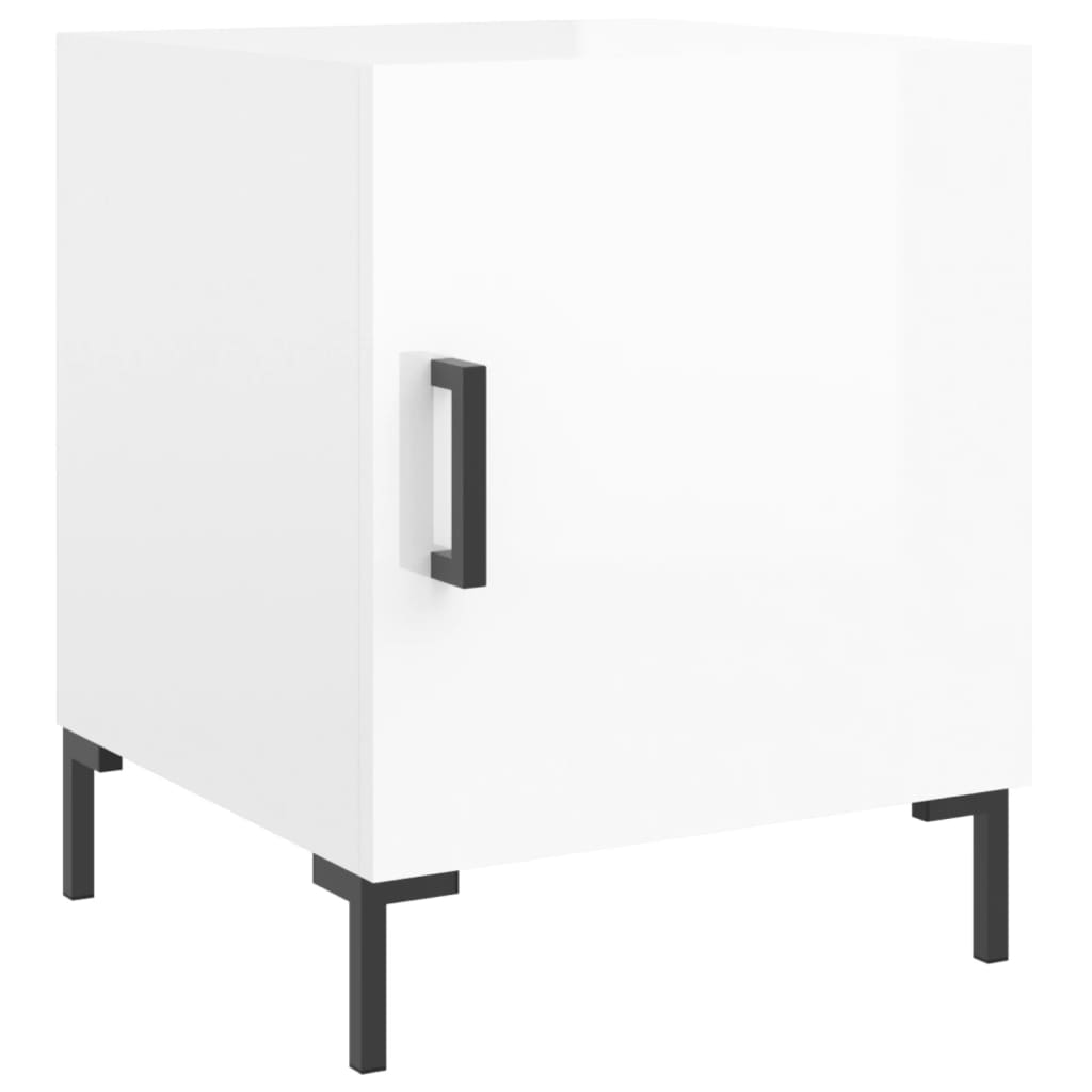 Comodini 2 pz Bianco Lucido 40x40x50 cm in Legno Multistrato 827569 ...