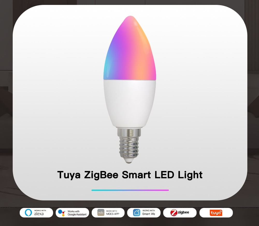 Lampada Led E14 ZigBee 3.0 Smart WiFi 5W RGB CCT Dimmerabile APP Compatible   Alexa Google Home - BricoBravo